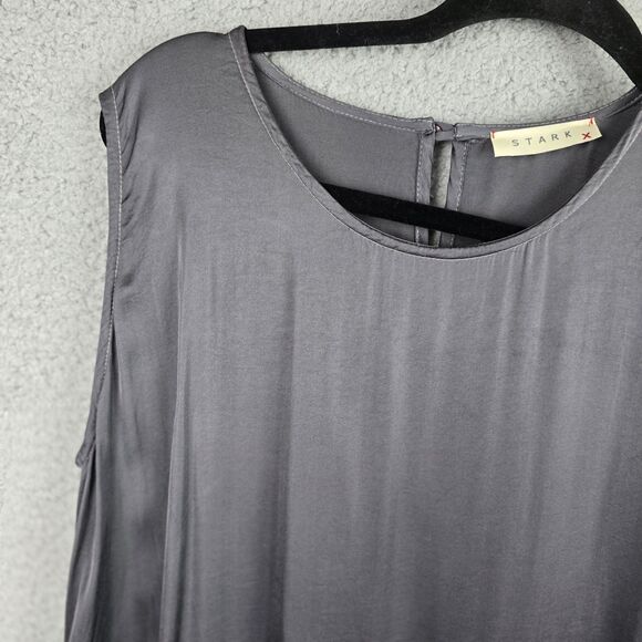 Stark X Dress Womens M Black Asymmetric Satin Scoop Neck - Picture 4 of 16